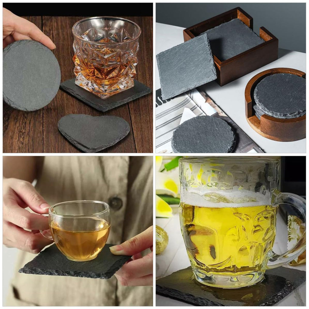 Black Natural Stone Square Coasters Z143349