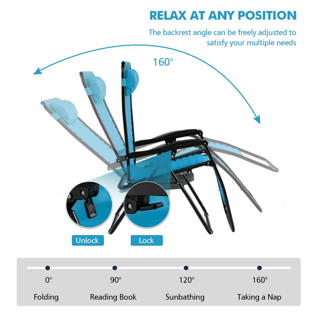 Blue Folding Reclining Lounge Chair with Side Tray Z23944