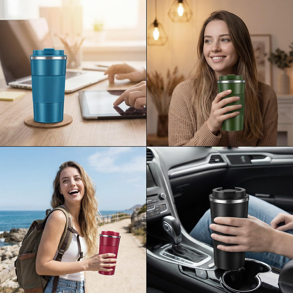 4 Pack 17oz Stainless Steel Insulated Coffee Mug with Lid C464509