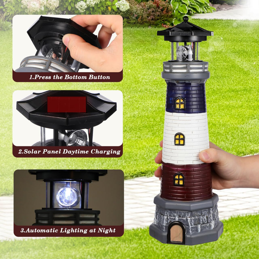 Solar Lighthouse Outdoor Statue B3040