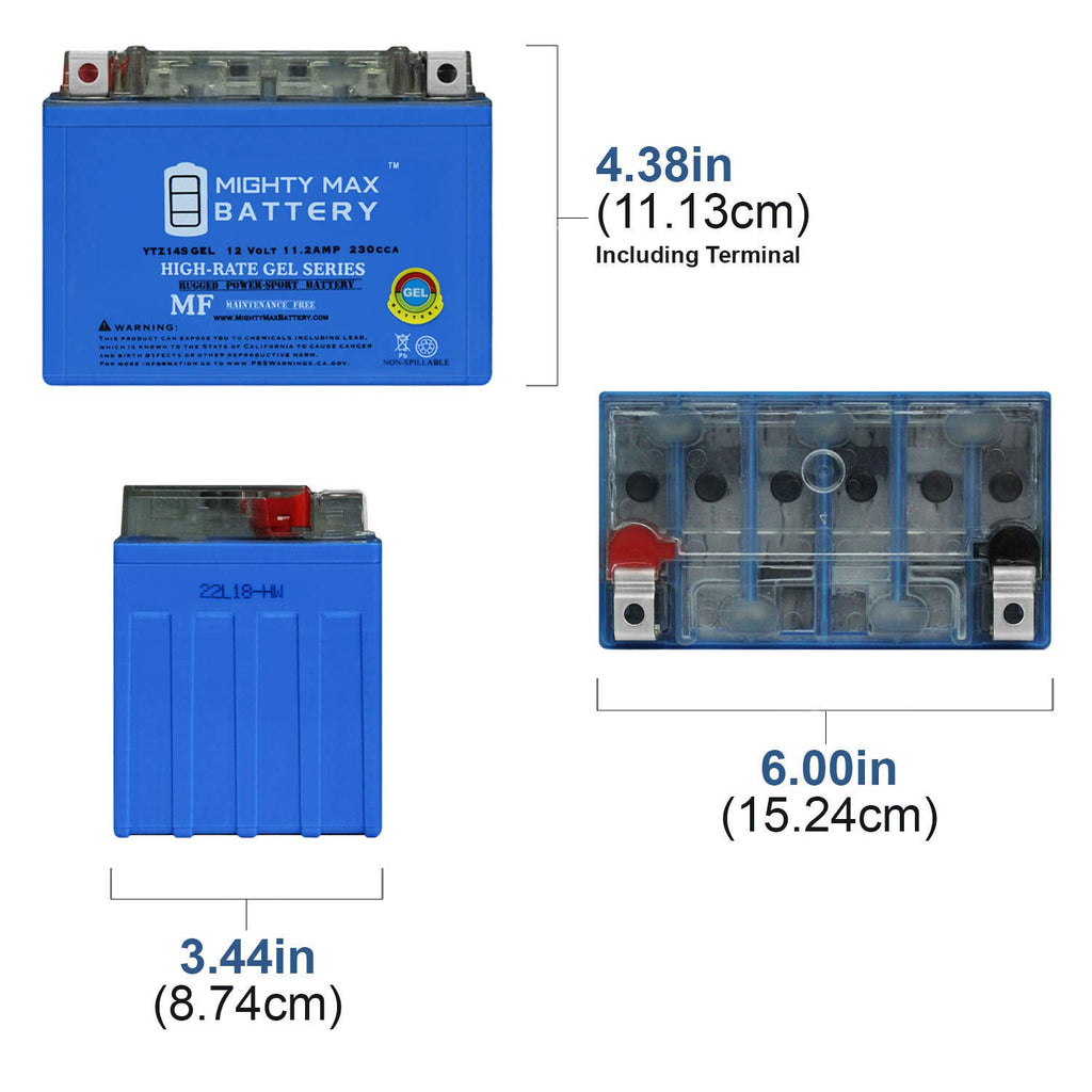 12 Volt 11.2 AH GEL Type 230 CCA Rechargeable Maintenance Free SLA AGM Motorcycle Battery Q5012