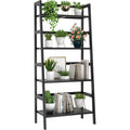 Black 4-Tier Bamboo Ladder Shelf C99186