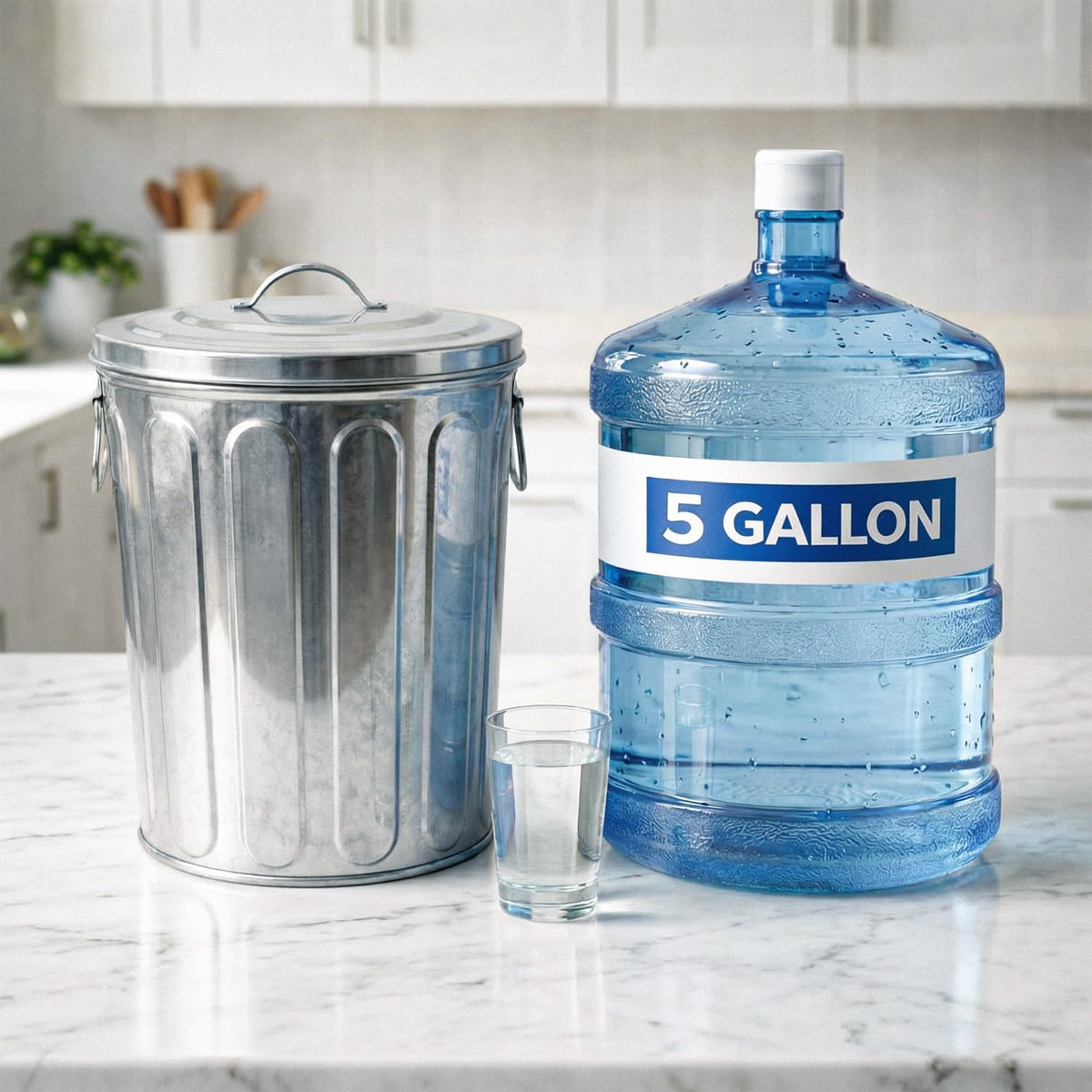 5 Gallon Metal Trash Can with Lid Y36979