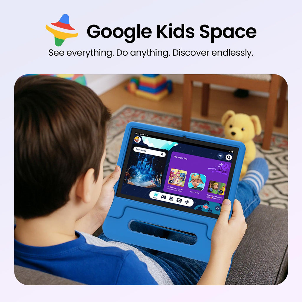 Android 16 Kids Tablet 10 Inch HD Display 8GB RAM 64GB ROM Blue Q375352