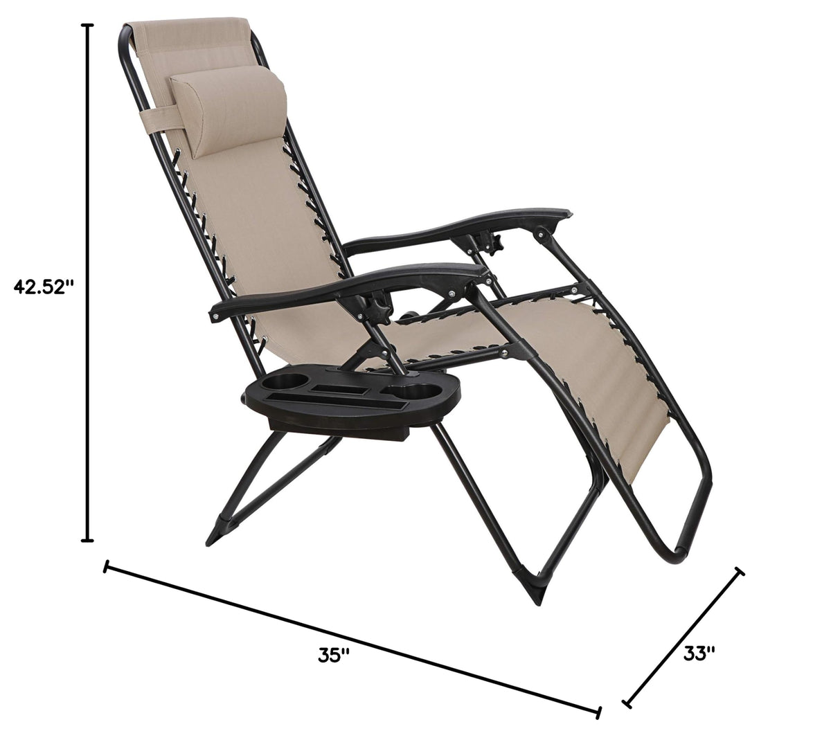 Zero Gravity Lounge Chairs Set of 2 Adjustable Folding Recliners with Cup Holders Q805989