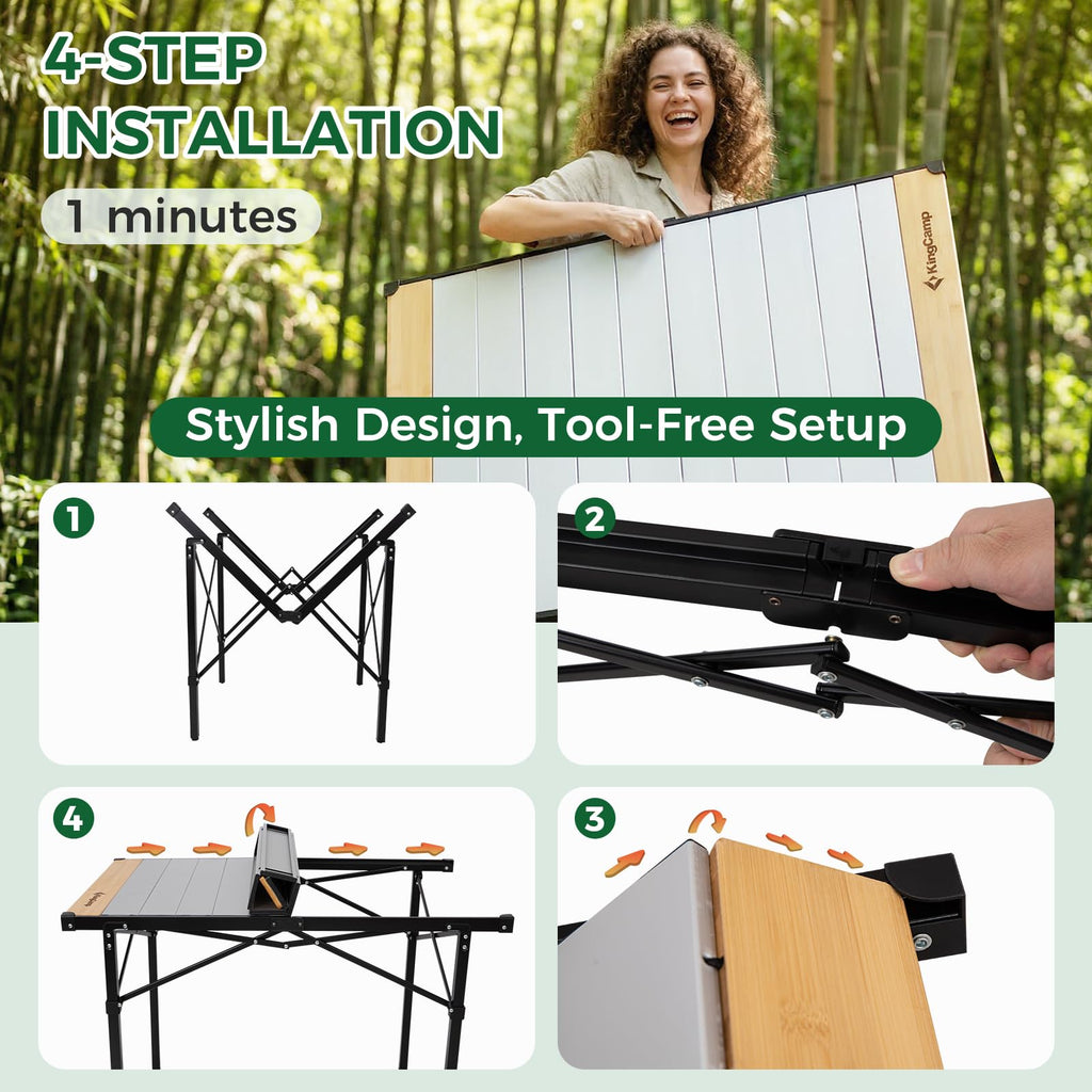 Bamboo Aluminum Camping Table H80365