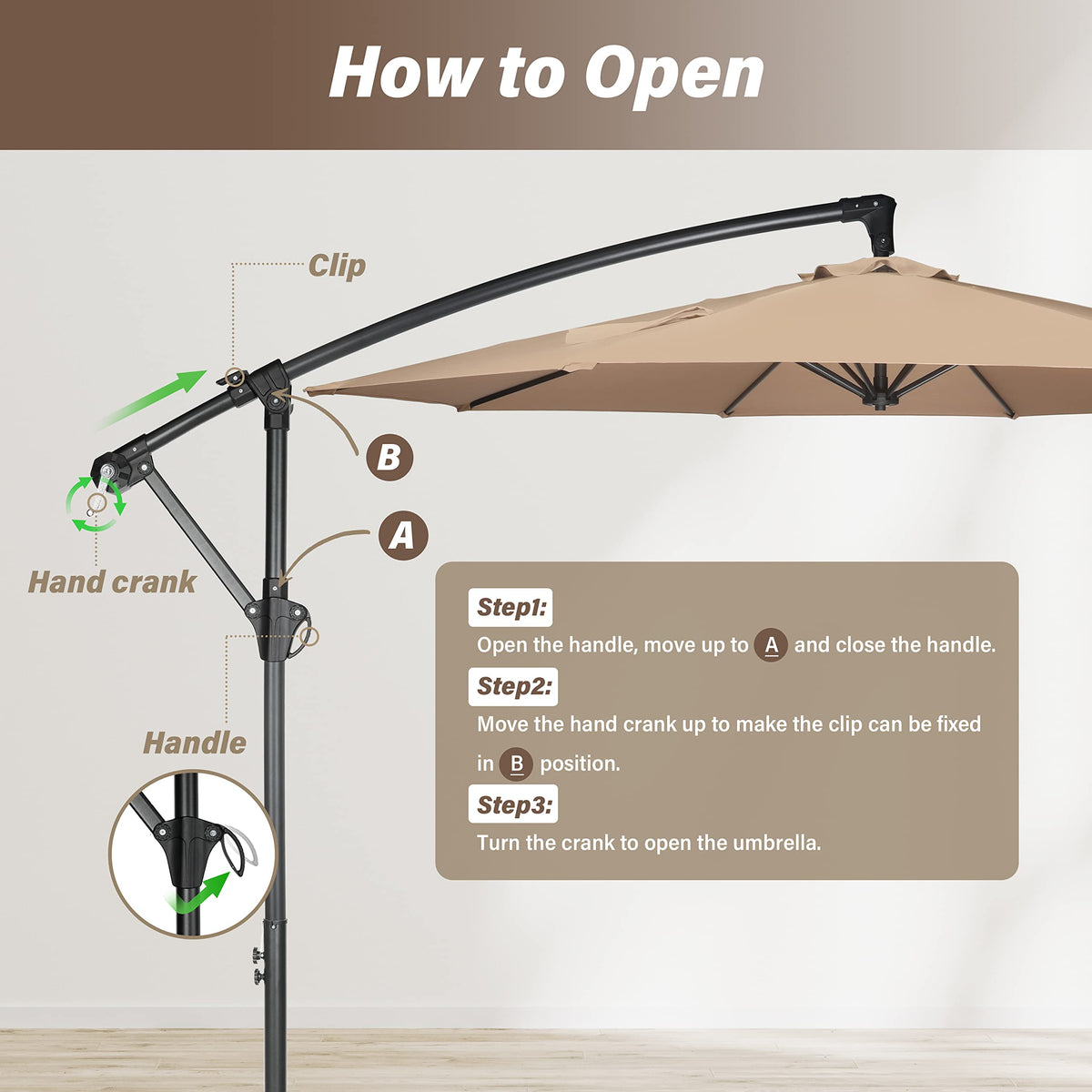 9.8ft Blue Offset Cantilever Patio Umbrella with Crank & Cross Base H913