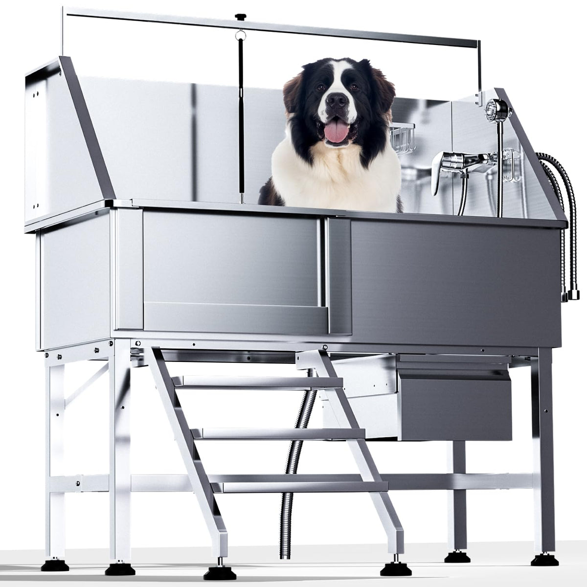 46" Stainless Steel Dog Washing Station with Stairs G31366