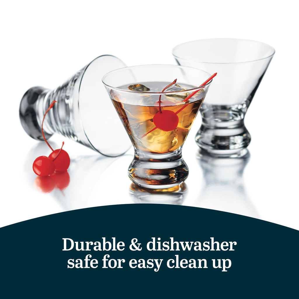 8.25 Oz Dishwasher Safe Stemless Martini Glasses Set of 4 K514