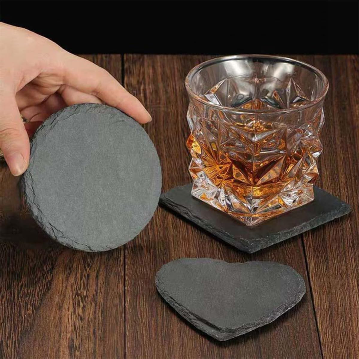 Black Natural Stone Square Coasters Z143349