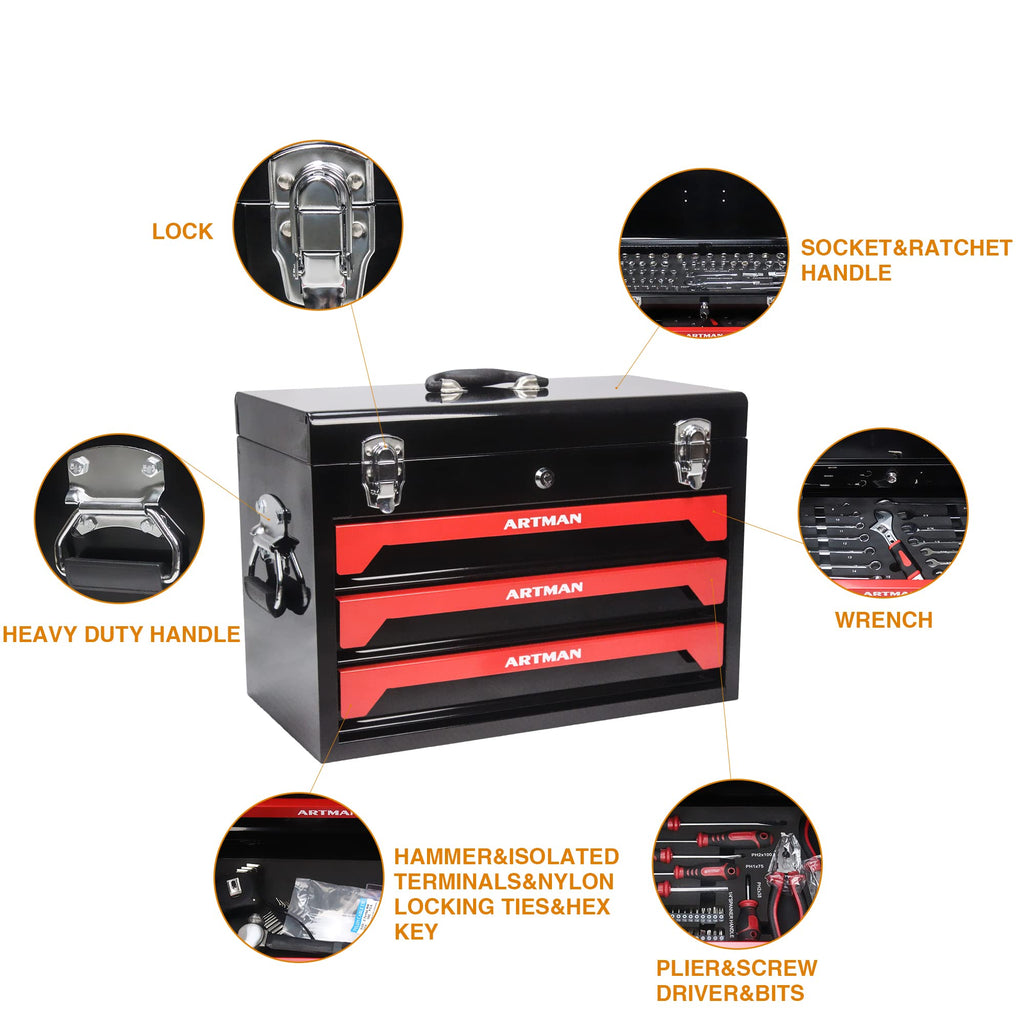 439-Piece Mechanic Tool Set in 3-Drawer Steel Box Z21608