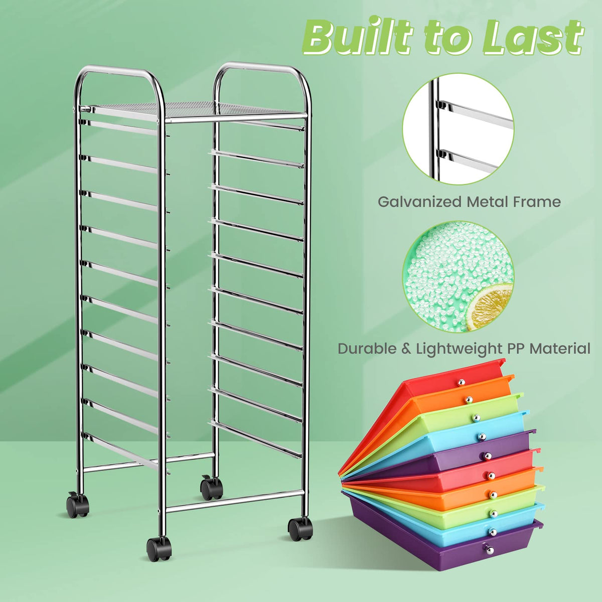 10 Drawer Rolling Storage Cart R759