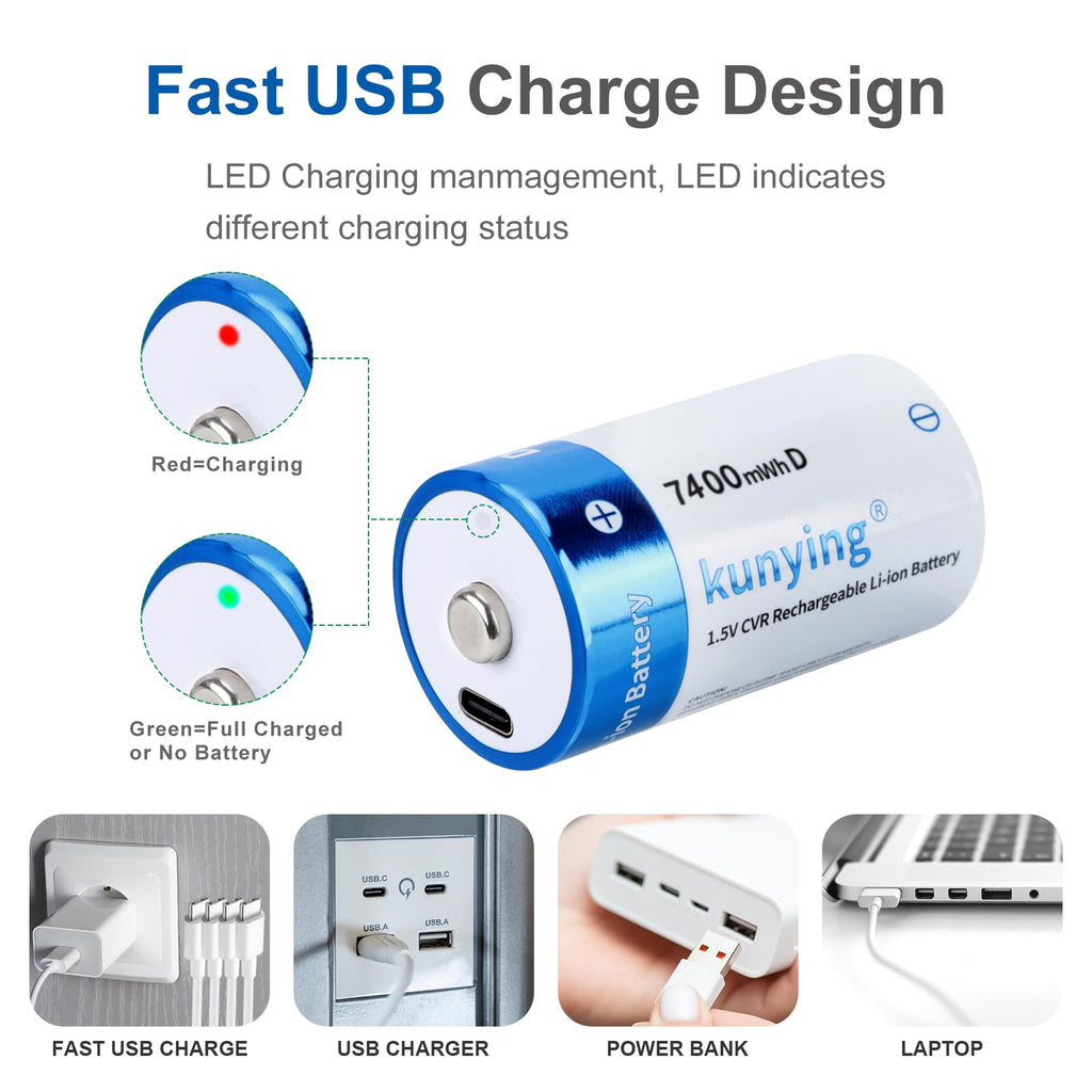 8 Pack Rechargeable Lithium D Cell Batteries R531624