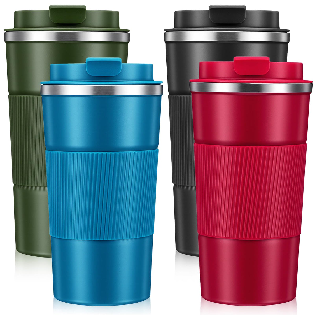 4 Pack 17oz Stainless Steel Insulated Coffee Mug with Lid C464509