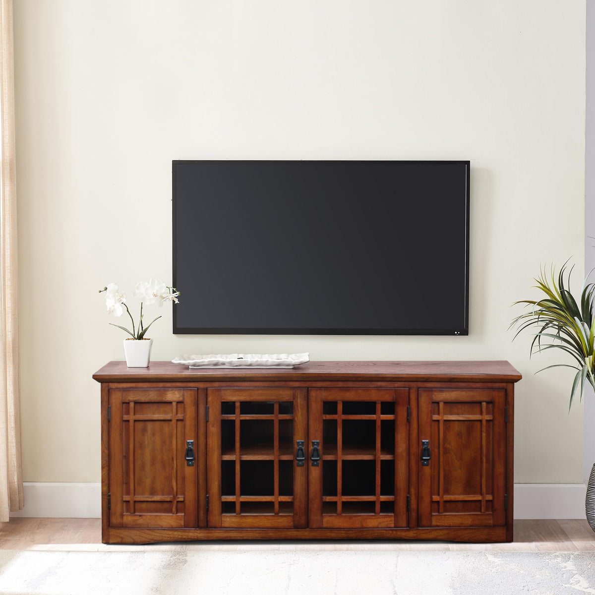 Solid Wood Mission Oak Four Door TV Stand B87041