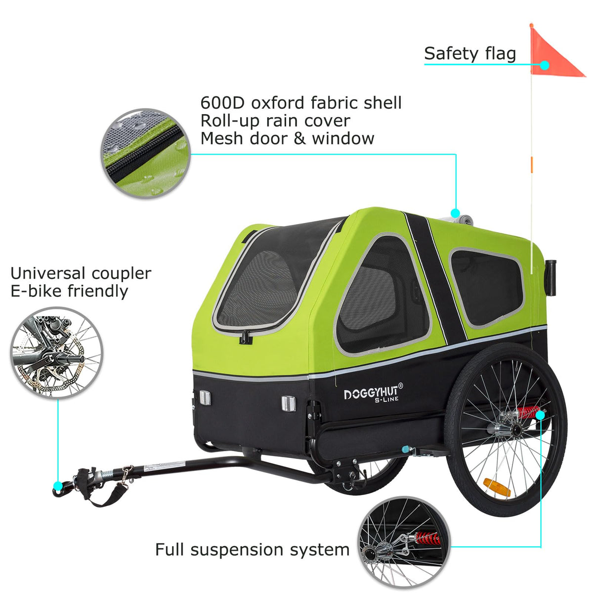 XL Pet Bike Trailer & Stroller with Suspension Wheels I745684