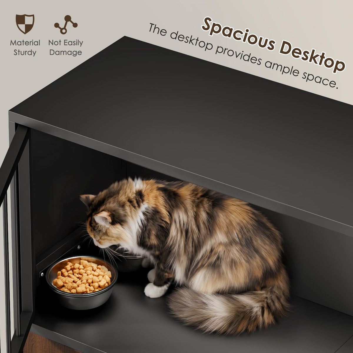 Black Metal Cat Feeding Cabinet I581