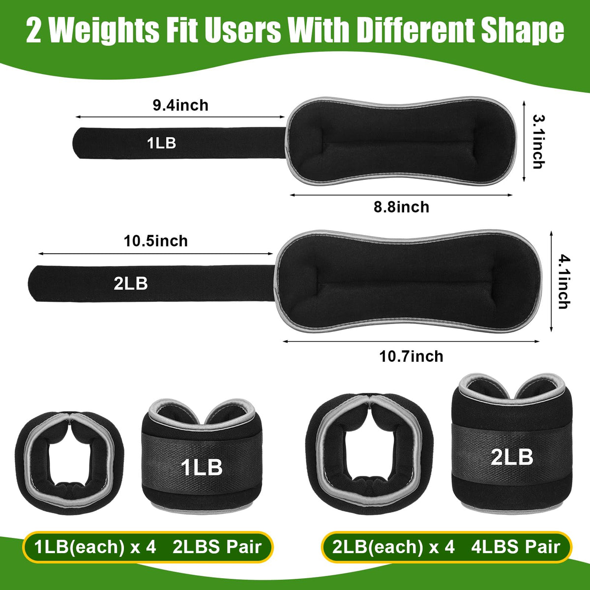 4 Pairs Adjustable Ankle Leg Weights Set L718132
