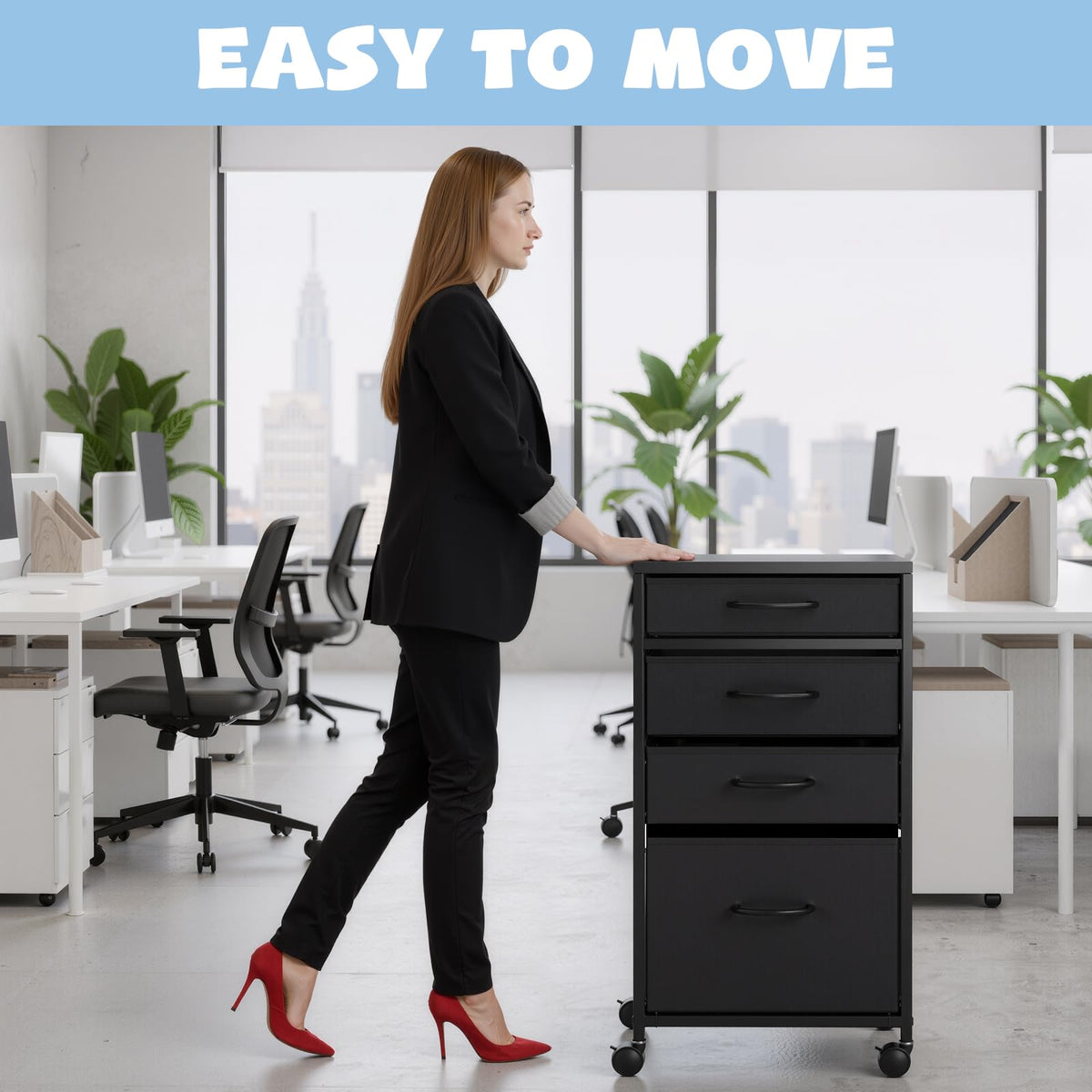 4 Drawer Rolling File Cabinet with Wheels L428