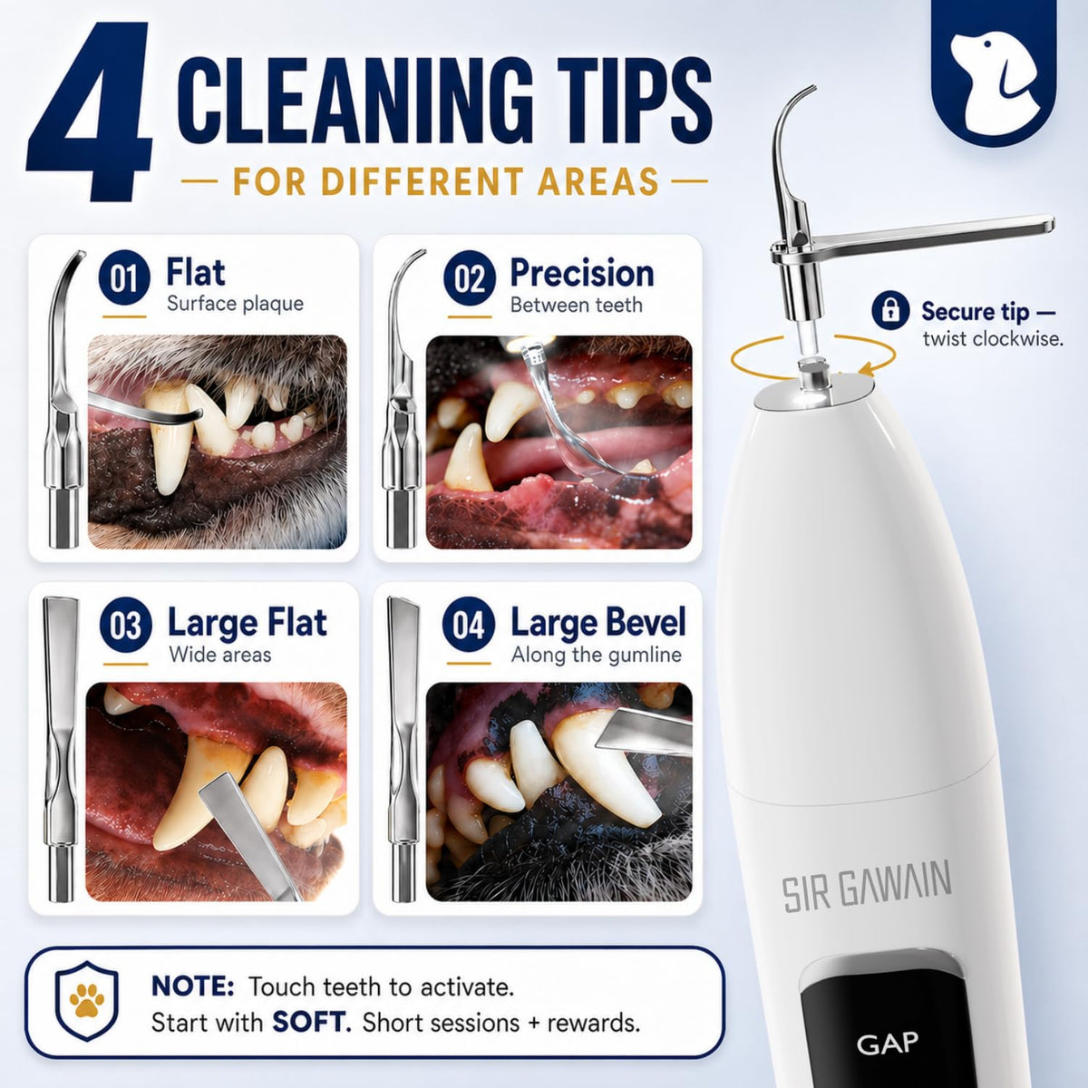 Ultrasonic Pet Dental Cleaner with 4 Tips and 3 Modes J786109