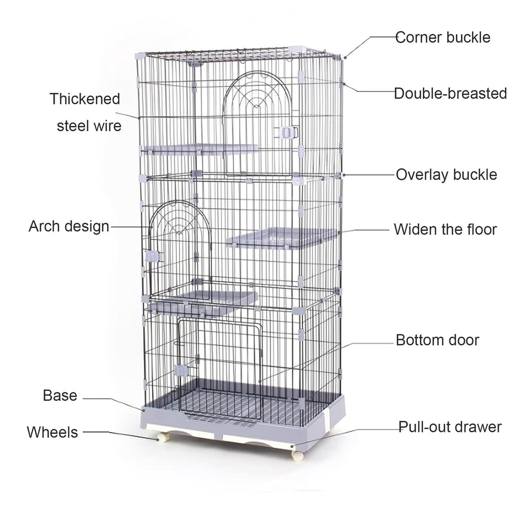 Foldable 4 Tier Detachable Cat Cage with Hammock O326