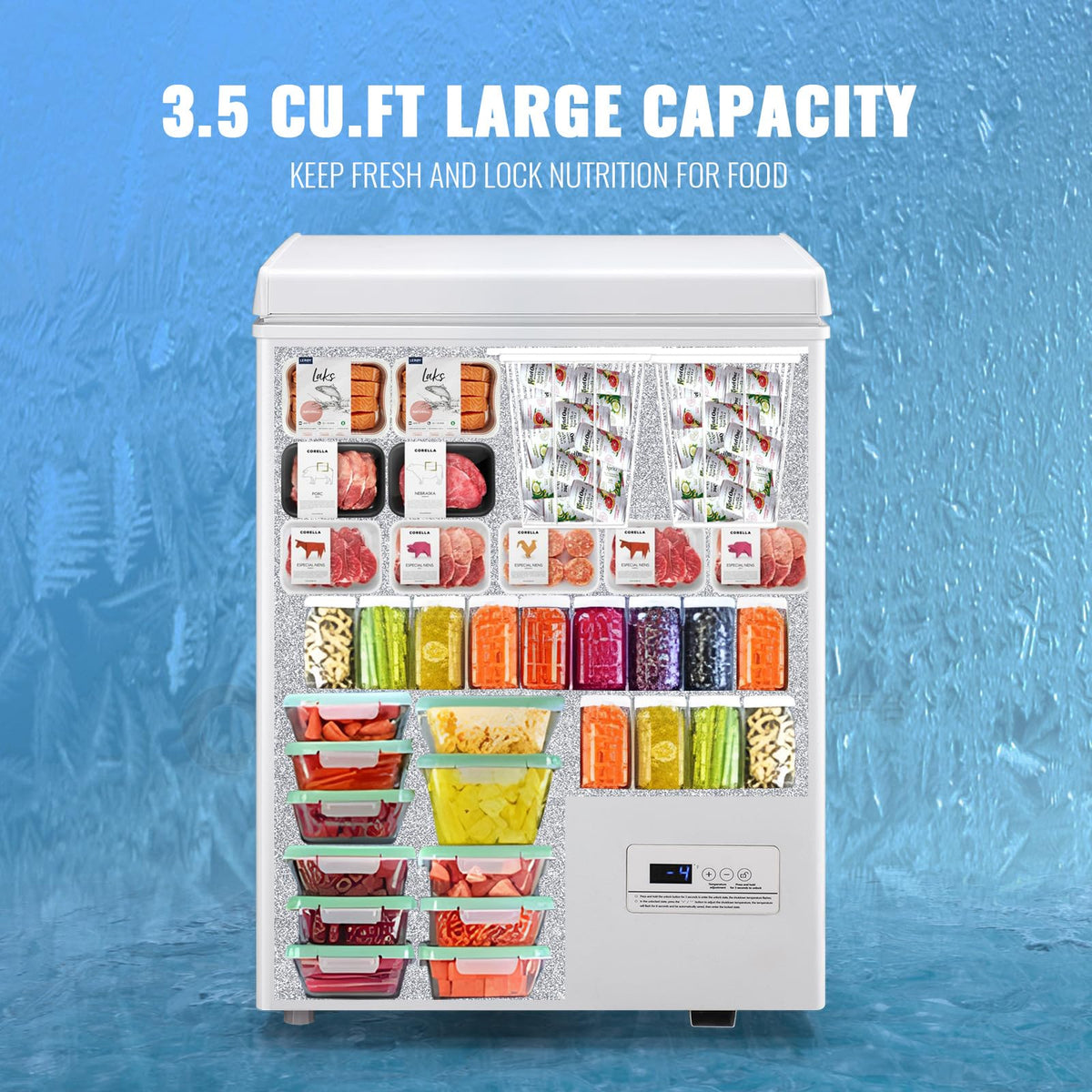 White Compact Chest Freezer with 2 Removable Baskets A502201