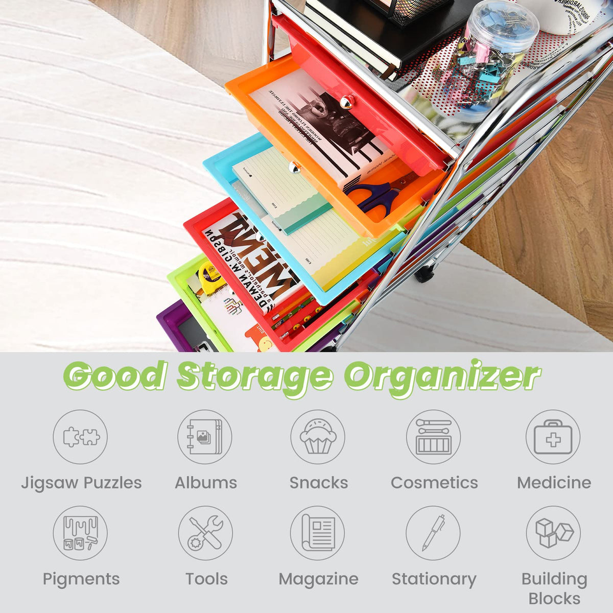 10 Drawer Rolling Storage Cart R759