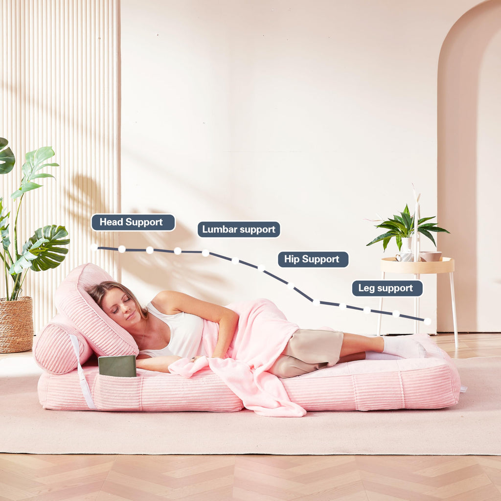 Pink Flannel Folding Sofa Bed T209
