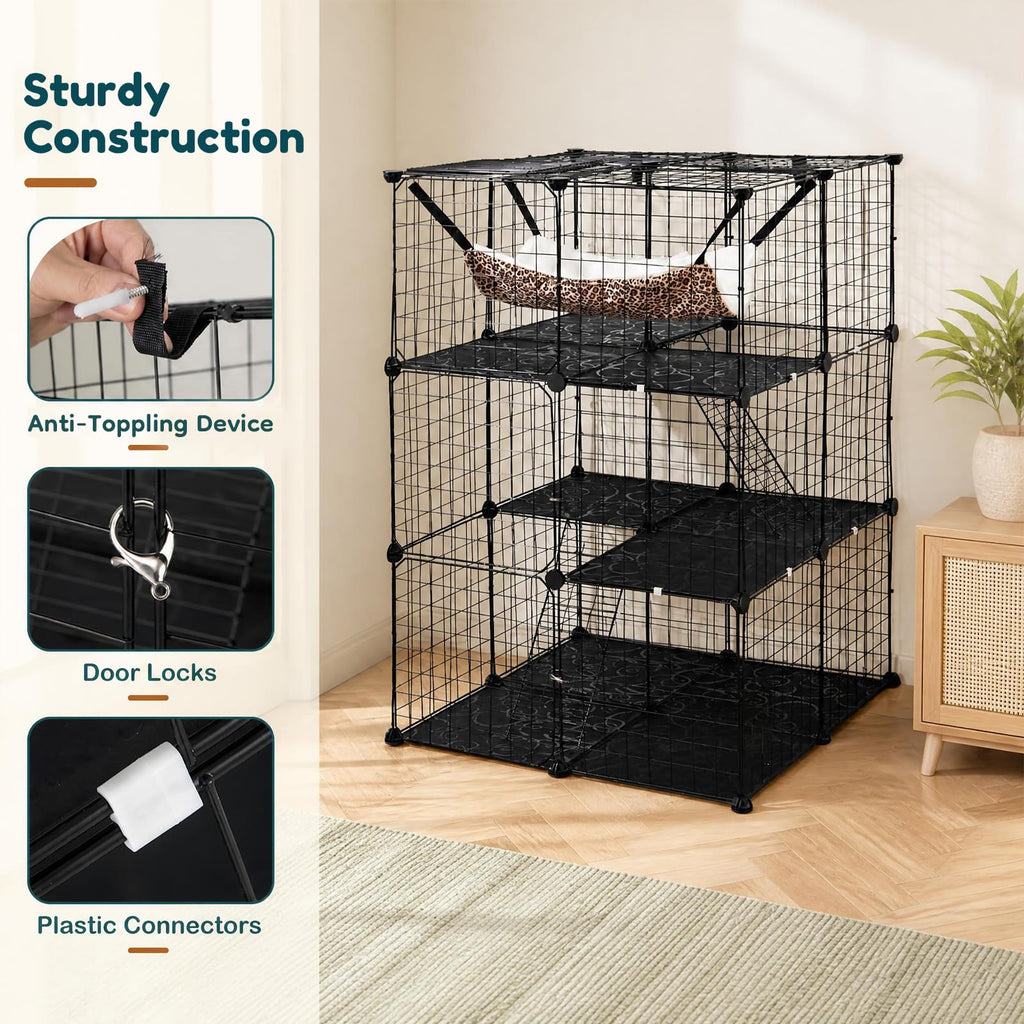 3-Tier Cat Cages Indoor V93706