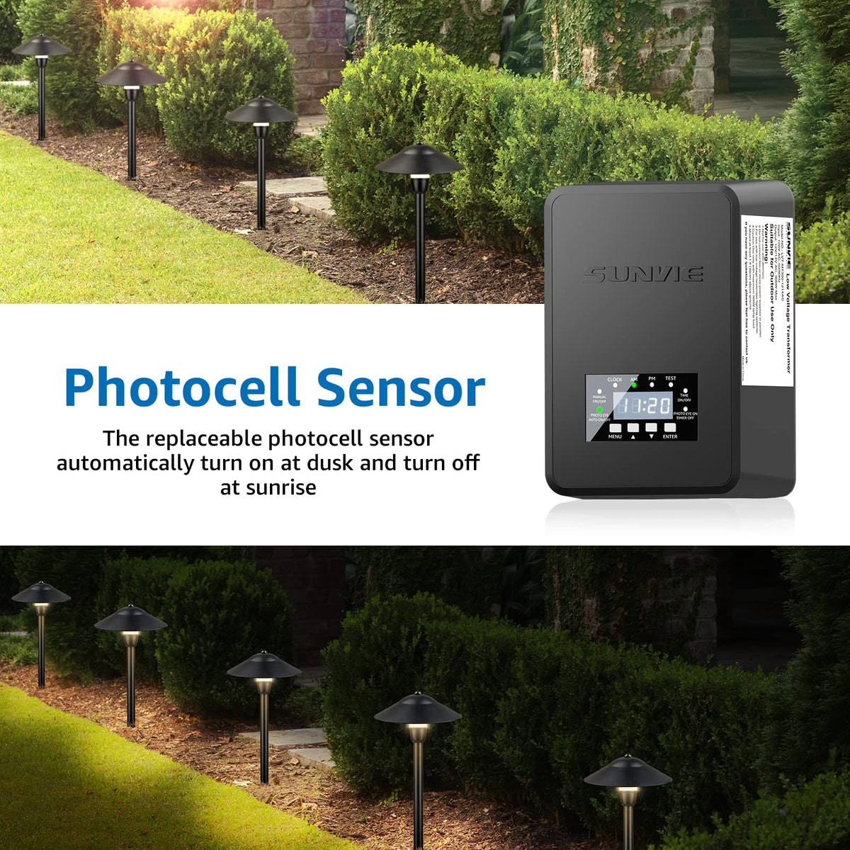 200W Landscape Lighting Transformer with Timer and Photocell Sensor A64372