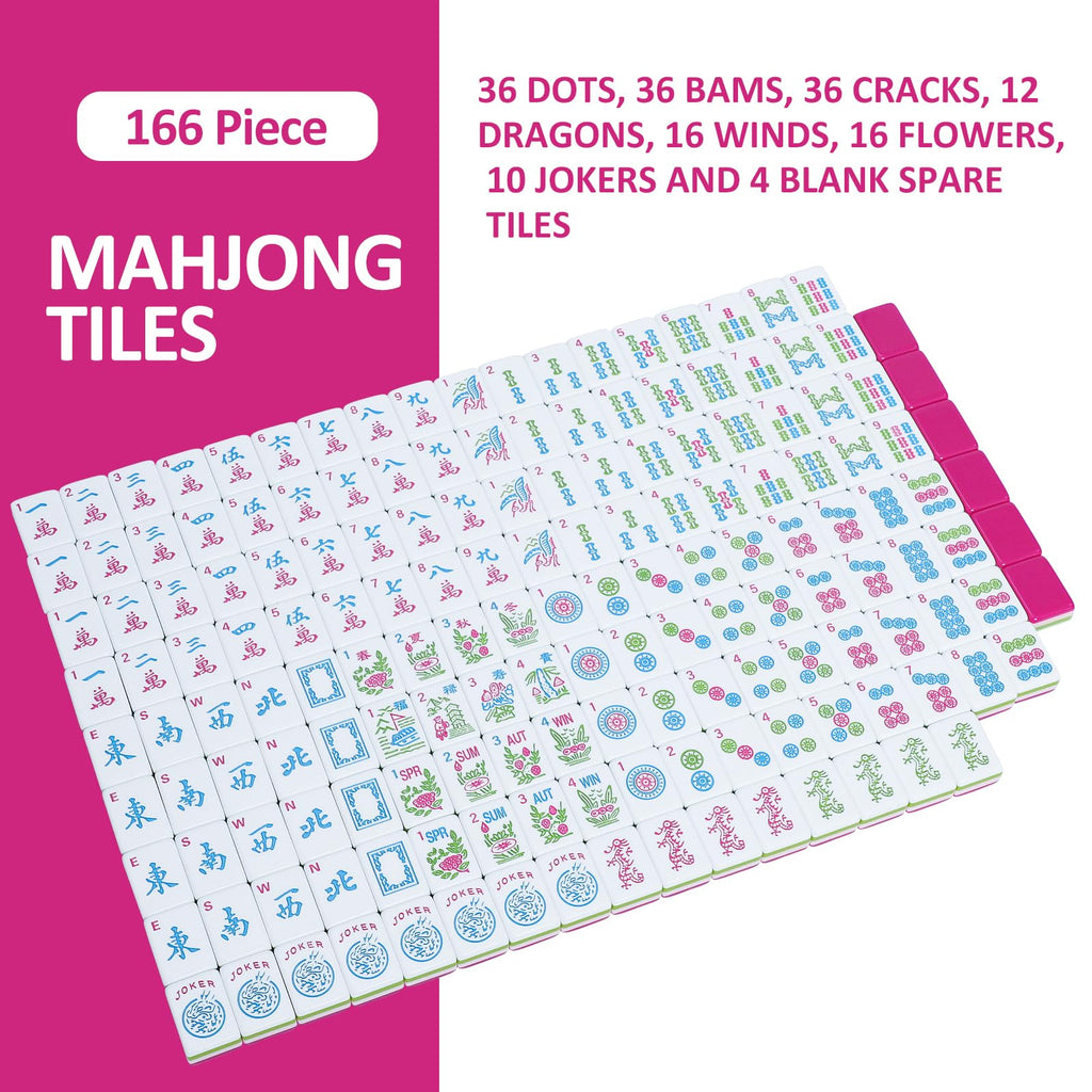 166 Acrylic Engraved Mahjong Tile Set with Carrying Bag H167