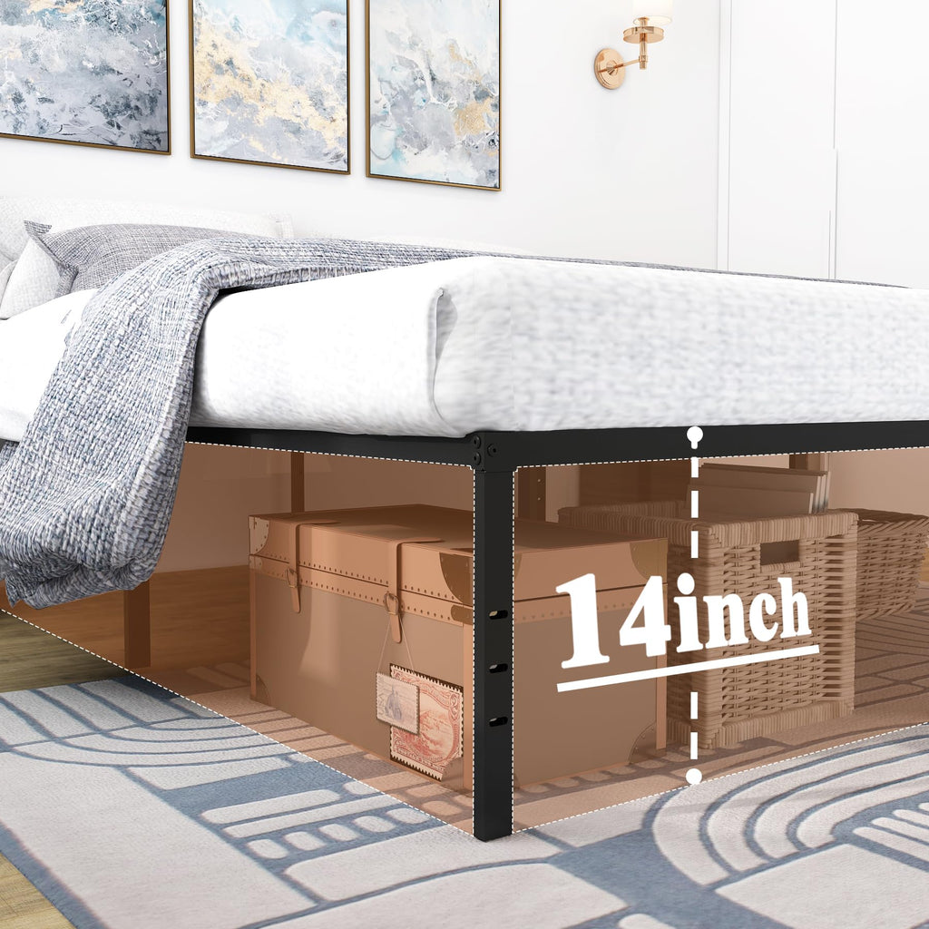 Queen Size Black Metal Platform Bed Frame Q232535