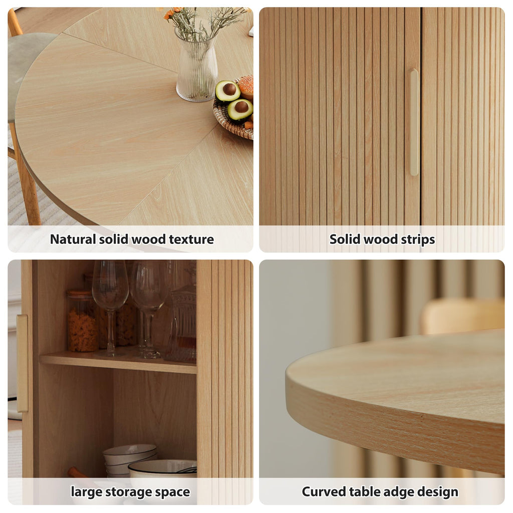 47 inch Round Dining Table for 4 with 2-Layer Storage Shelf P608881