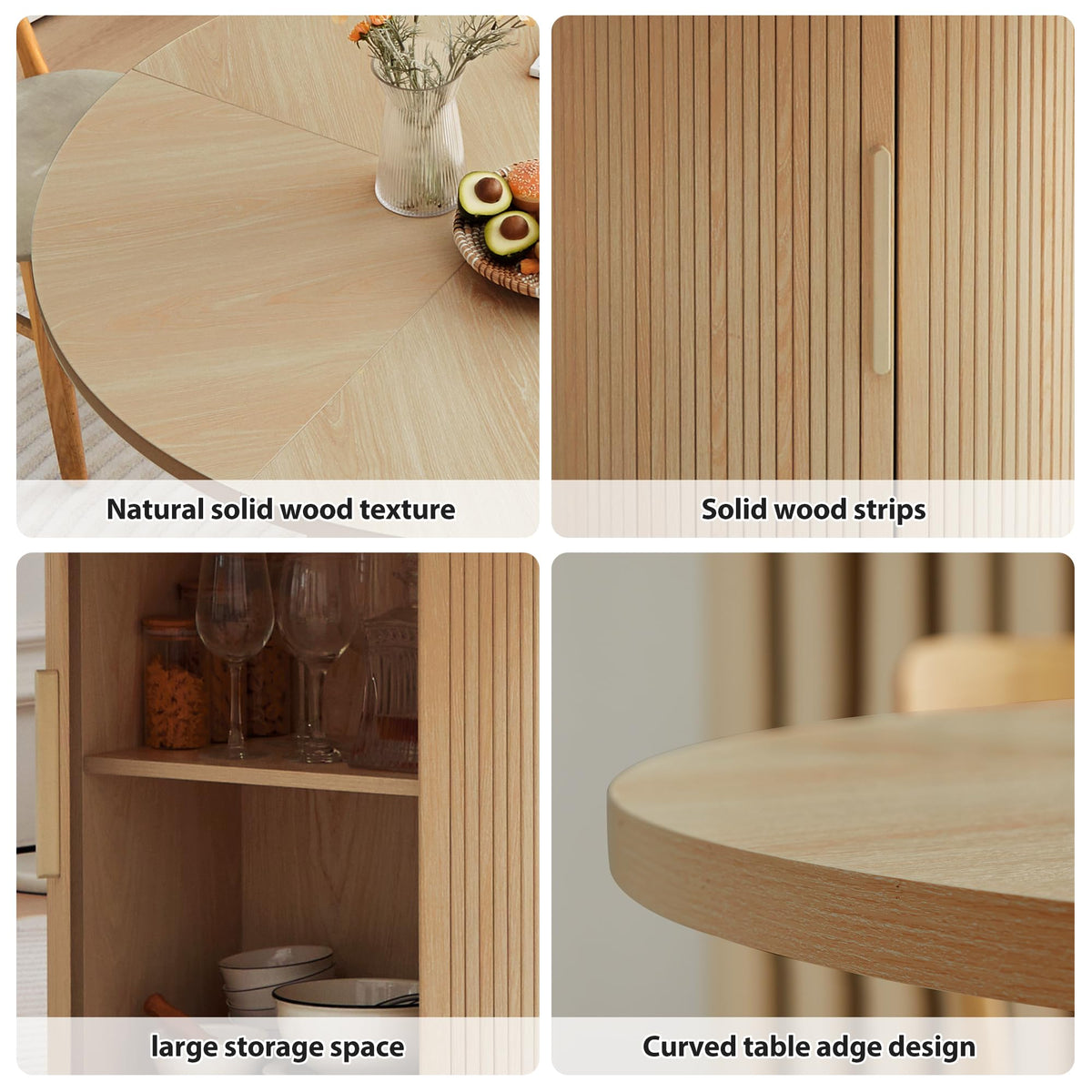 47 inch Round Dining Table for 4 with 2-Layer Storage Shelf P608881