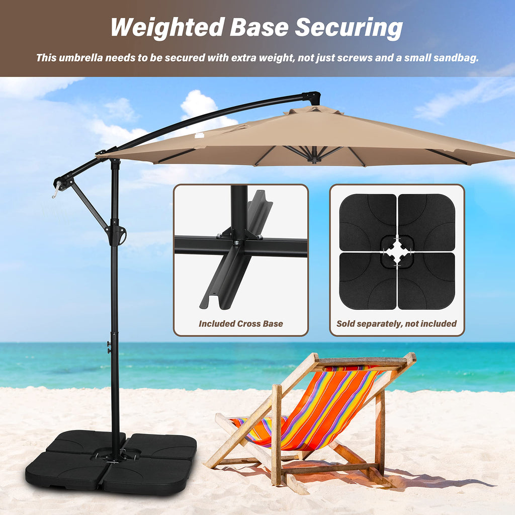 9.8ft Blue Offset Cantilever Patio Umbrella with Crank & Cross Base H913