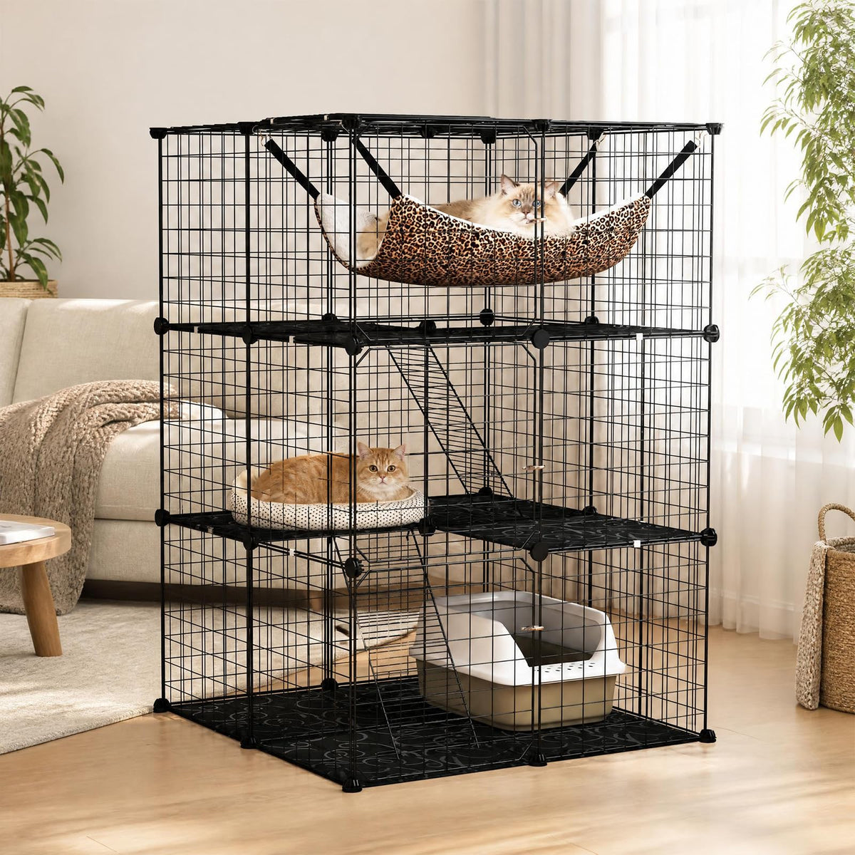 3-Tier Cat Cages Indoor V93706