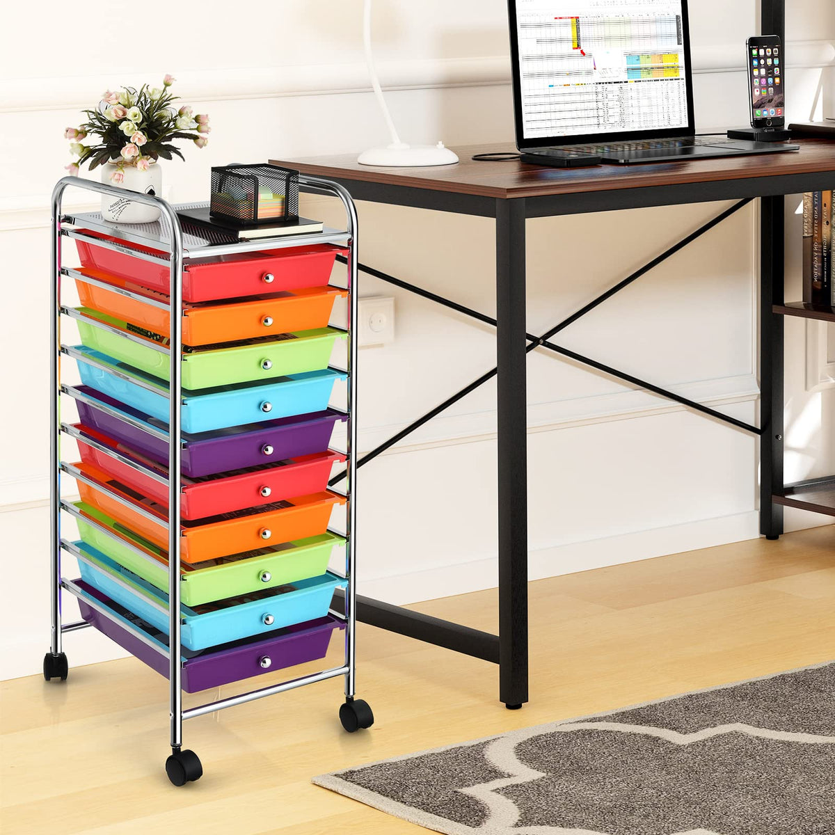 10 Drawer Rolling Storage Cart R759