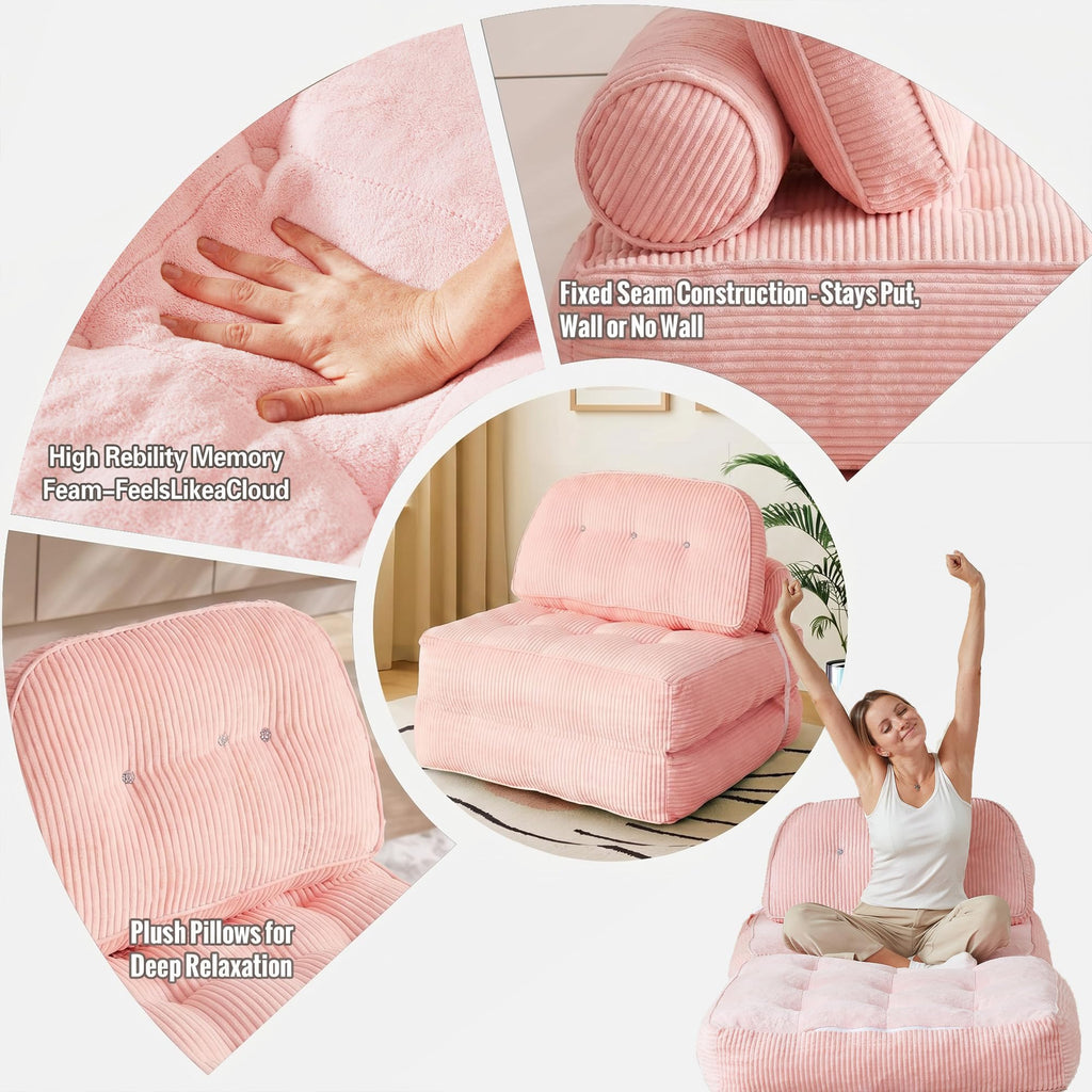 Pink Flannel Folding Sofa Bed T209