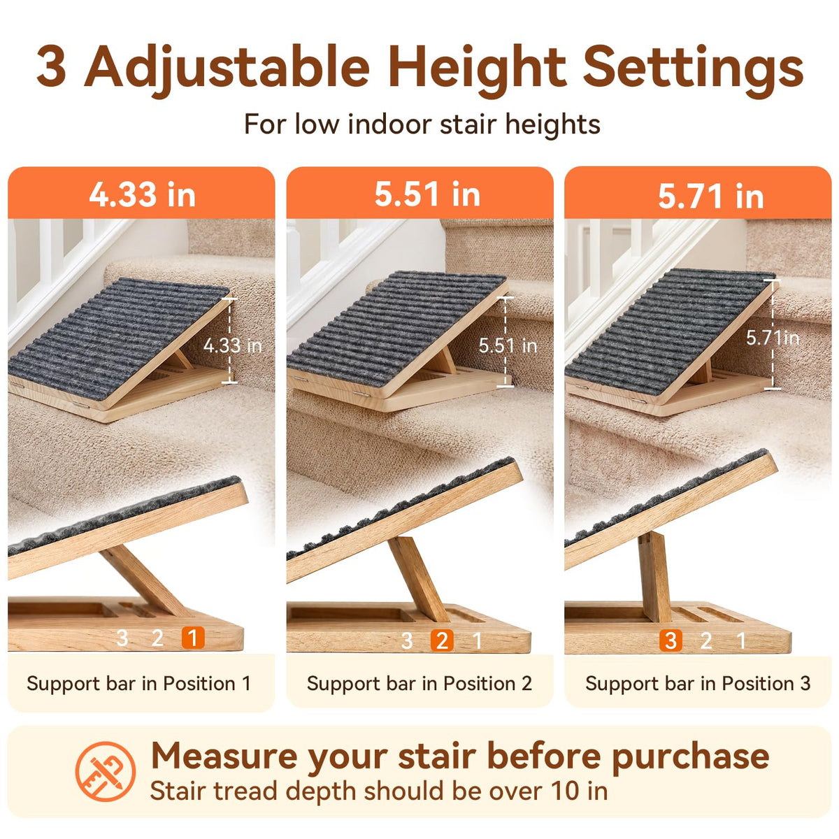Adjustable Non-Slip Wooden Dog Ramp D156537