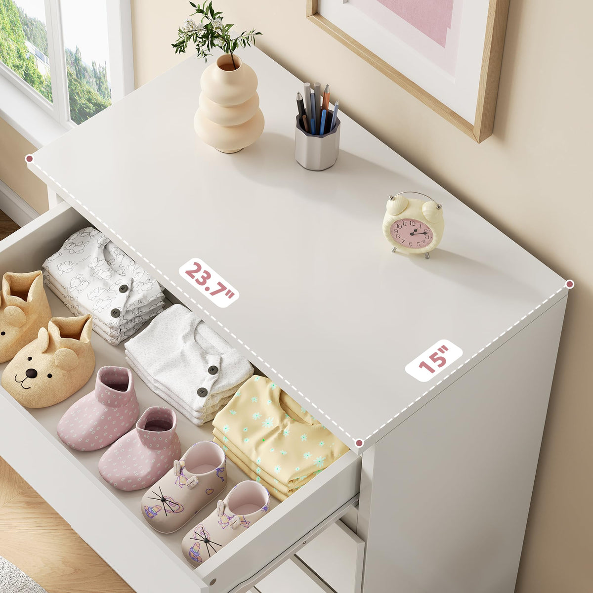 White 5 Drawer Dresser Chest of Drawers K6468