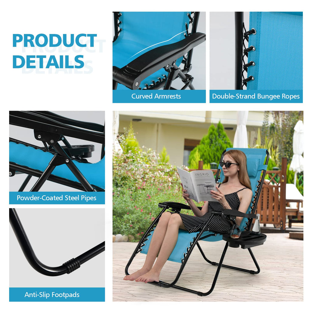 Blue Folding Reclining Lounge Chair with Side Tray Z23944