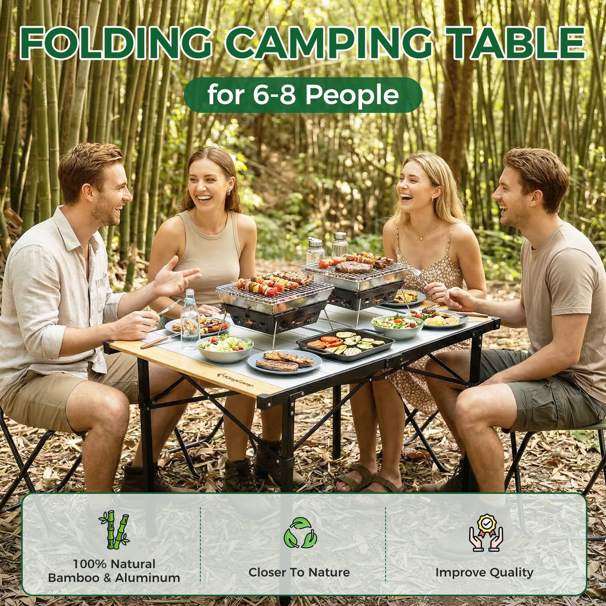Bamboo Aluminum Camping Table H80365