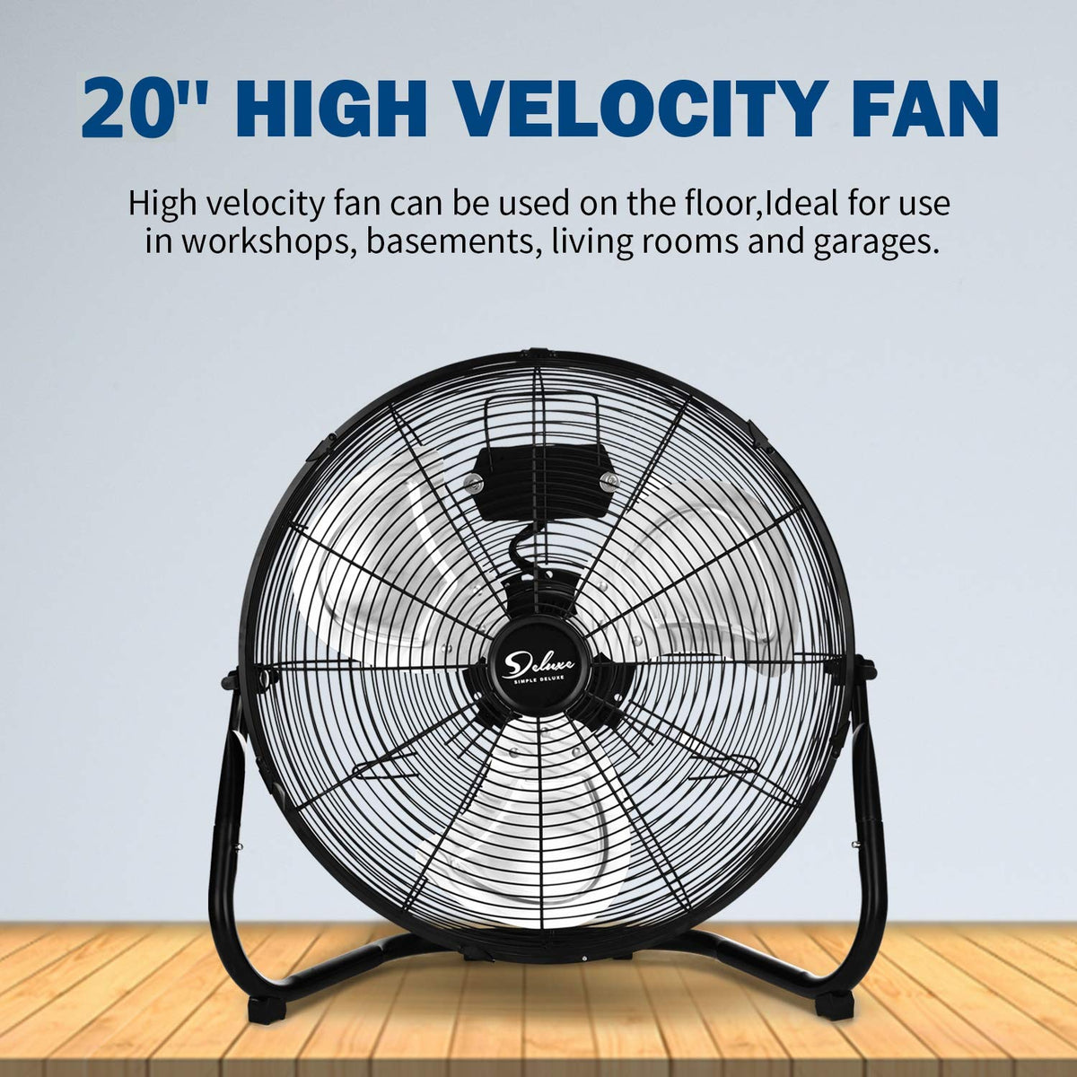 20 Inch 3-Speed High Velocity Metal Industrial Floor Fan I8624