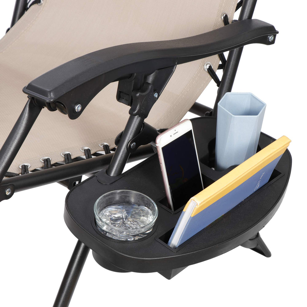 Zero Gravity Lounge Chairs Set of 2 Adjustable Folding Recliners with Cup Holders Q805989