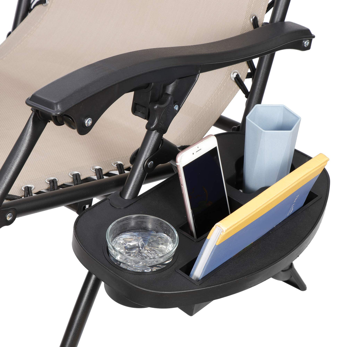 Zero Gravity Lounge Chairs Set of 2 Adjustable Folding Recliners with Cup Holders Q805989