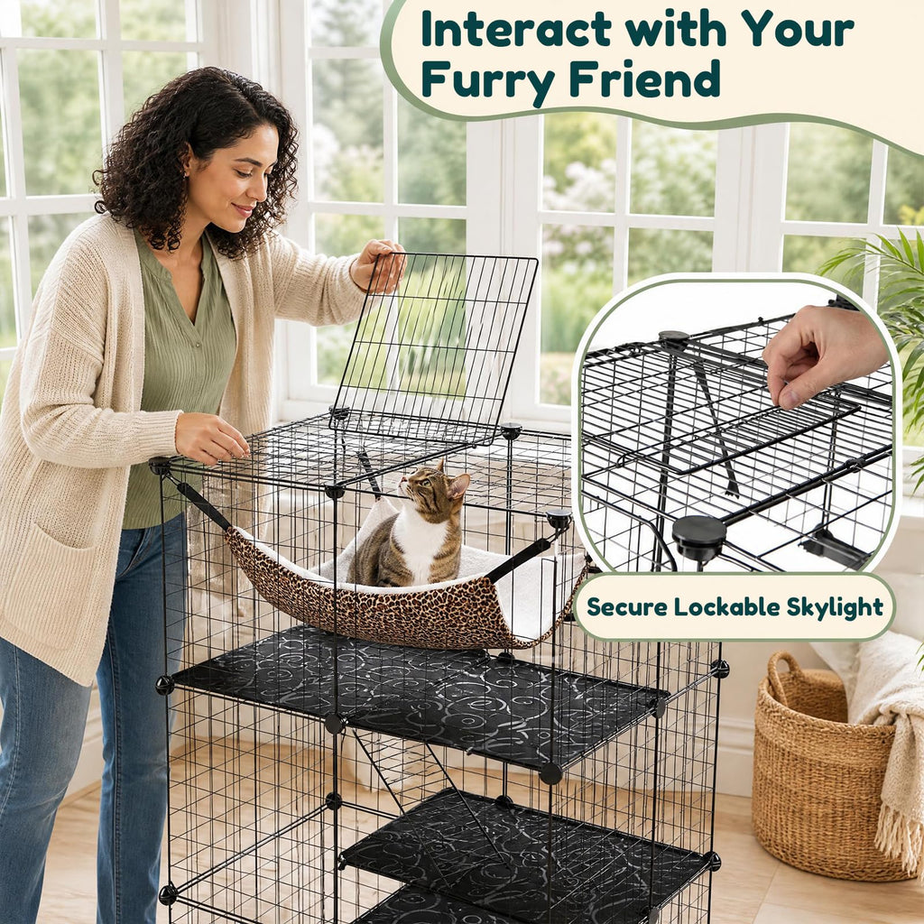 3-Tier Cat Cages Indoor V93706