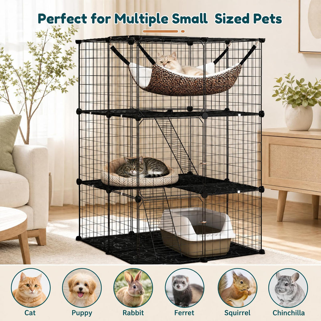 3-Tier Cat Cages Indoor V93706
