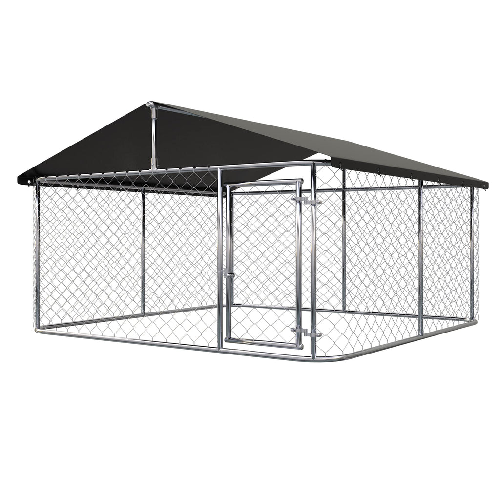 Outdoor Dog Kennel Steel Fence with Secure Lock 78”x 78” R8803