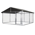 Outdoor Dog Kennel Steel Fence with Secure Lock 78”x 78” R8803