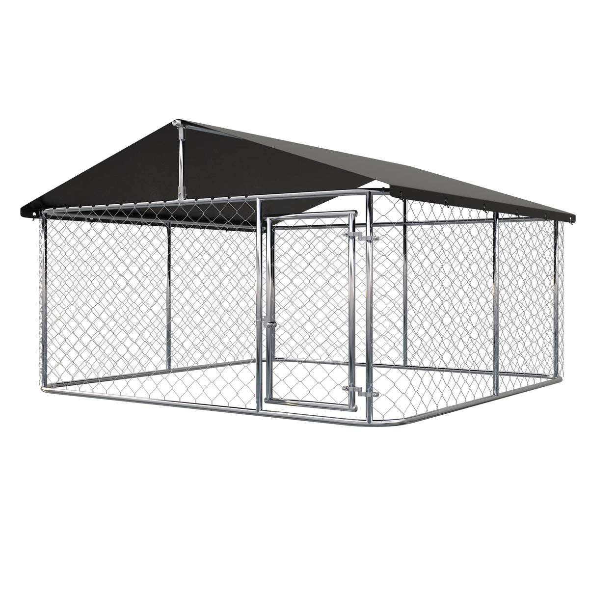 Outdoor Dog Kennel Steel Fence with Secure Lock 78”x 78” R8803